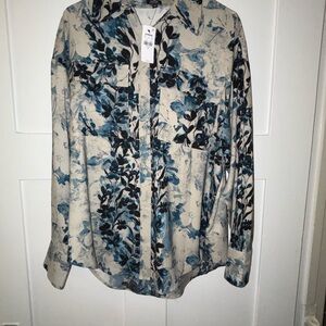 Express Blue and Cream Floral Women’s Shirt